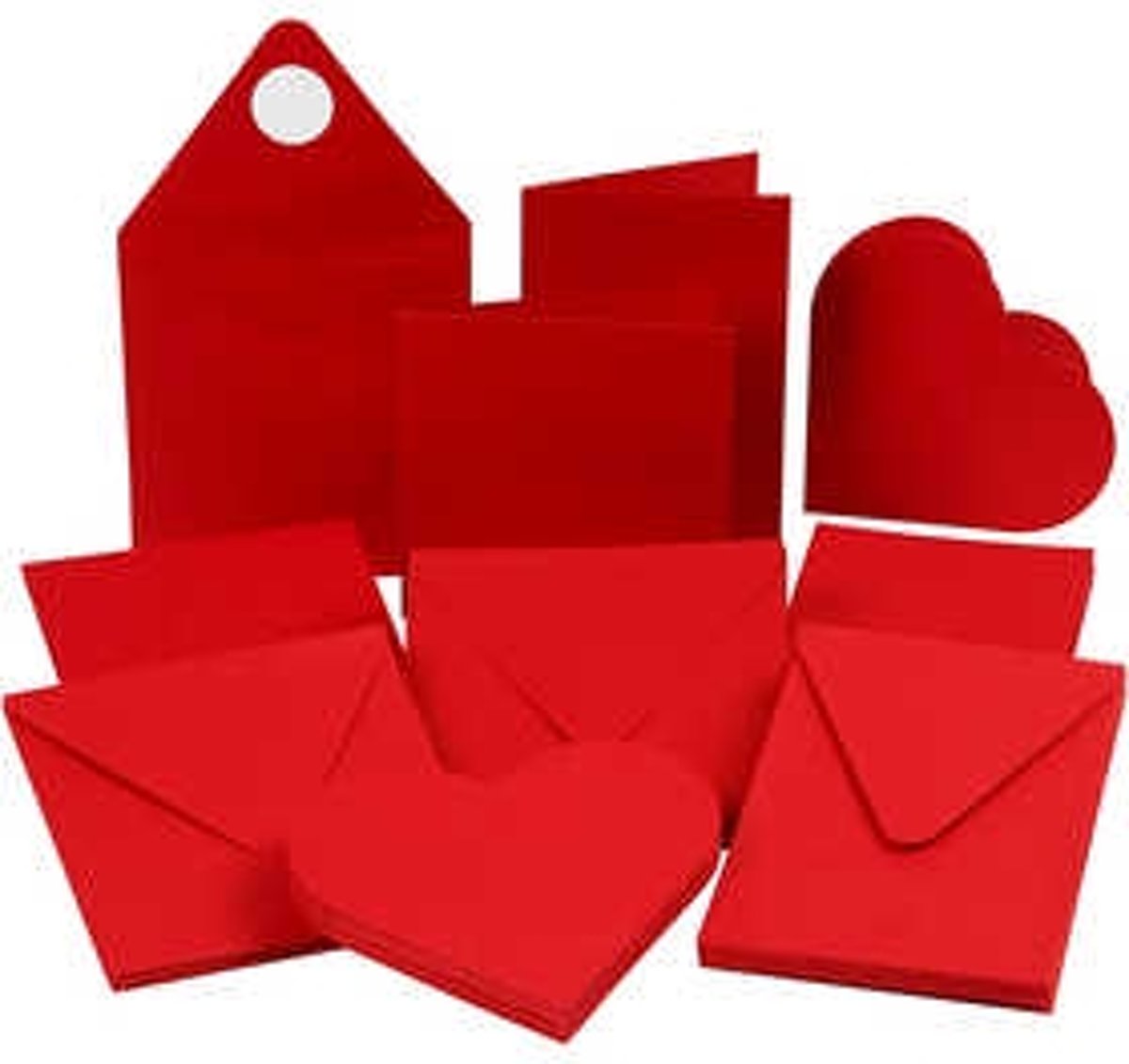 Kaarten & Enveloppen, afmeting kaart 7,5-15 cm, afmeting envelop 8,5-16 cm, rood, 50sets [HOB-21082]